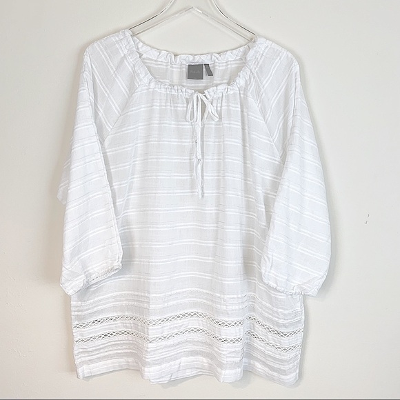 NWT- Rafaella Long Sleeve White Tunic Blouse- XL - Picture 1 of 12